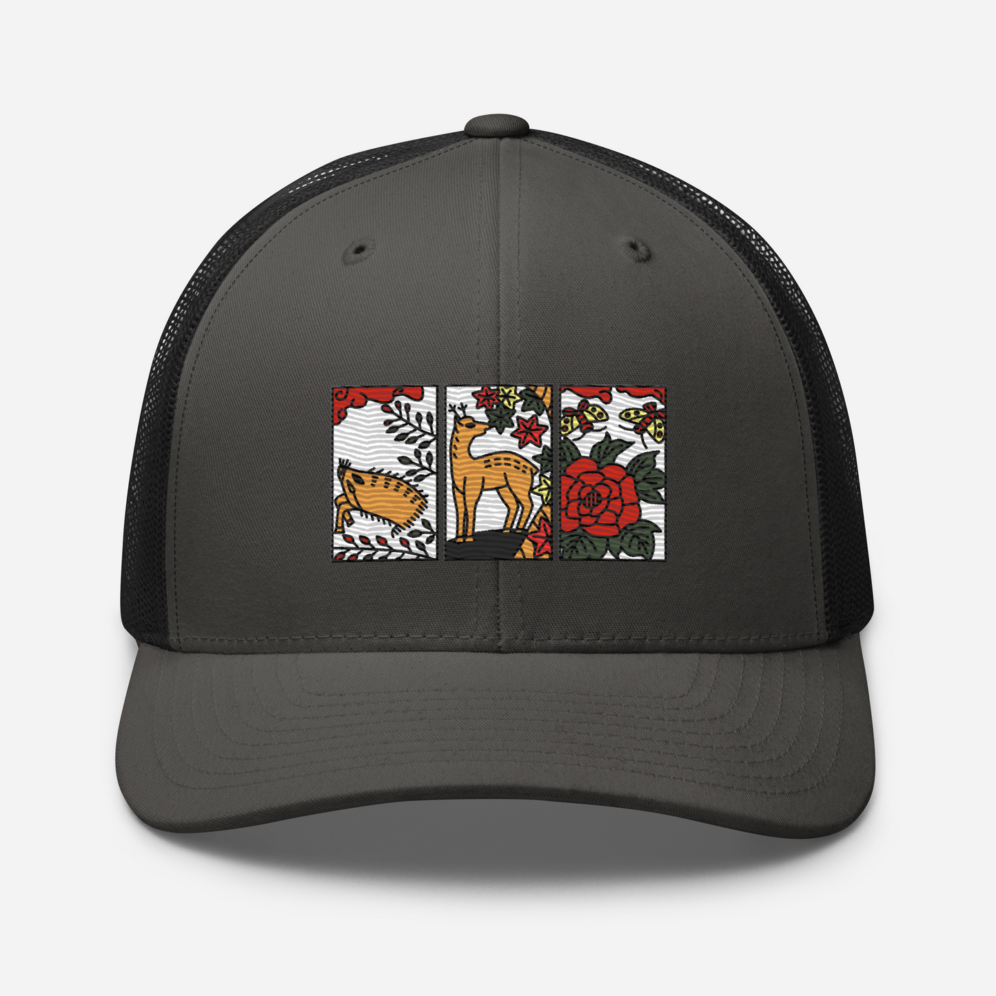 [Hanafuda] Trucker cap modern boar deer butterfly (embroidery)