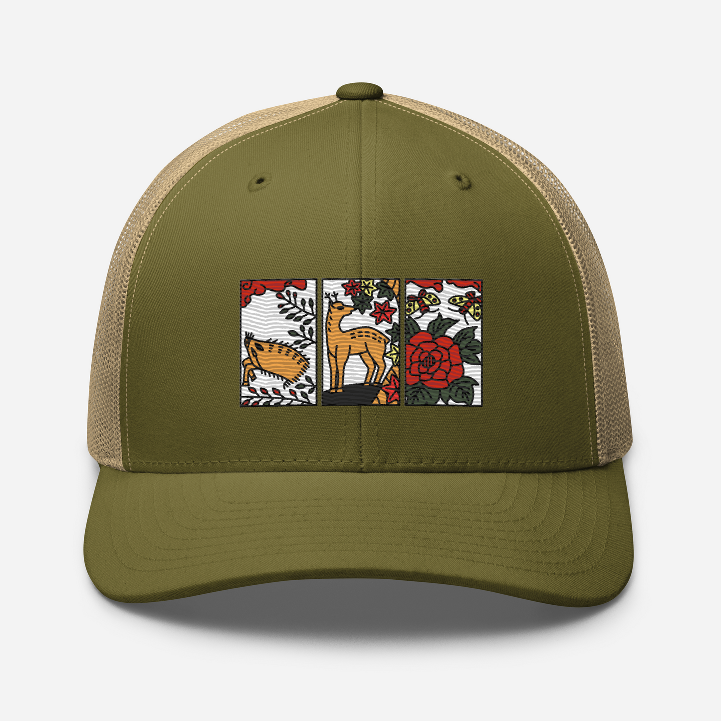 [Hanafuda] Trucker cap modern boar deer butterfly (embroidery)