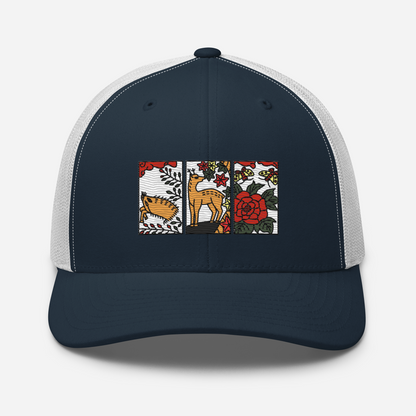 [Hanafuda] Trucker cap modern boar deer butterfly (embroidery)