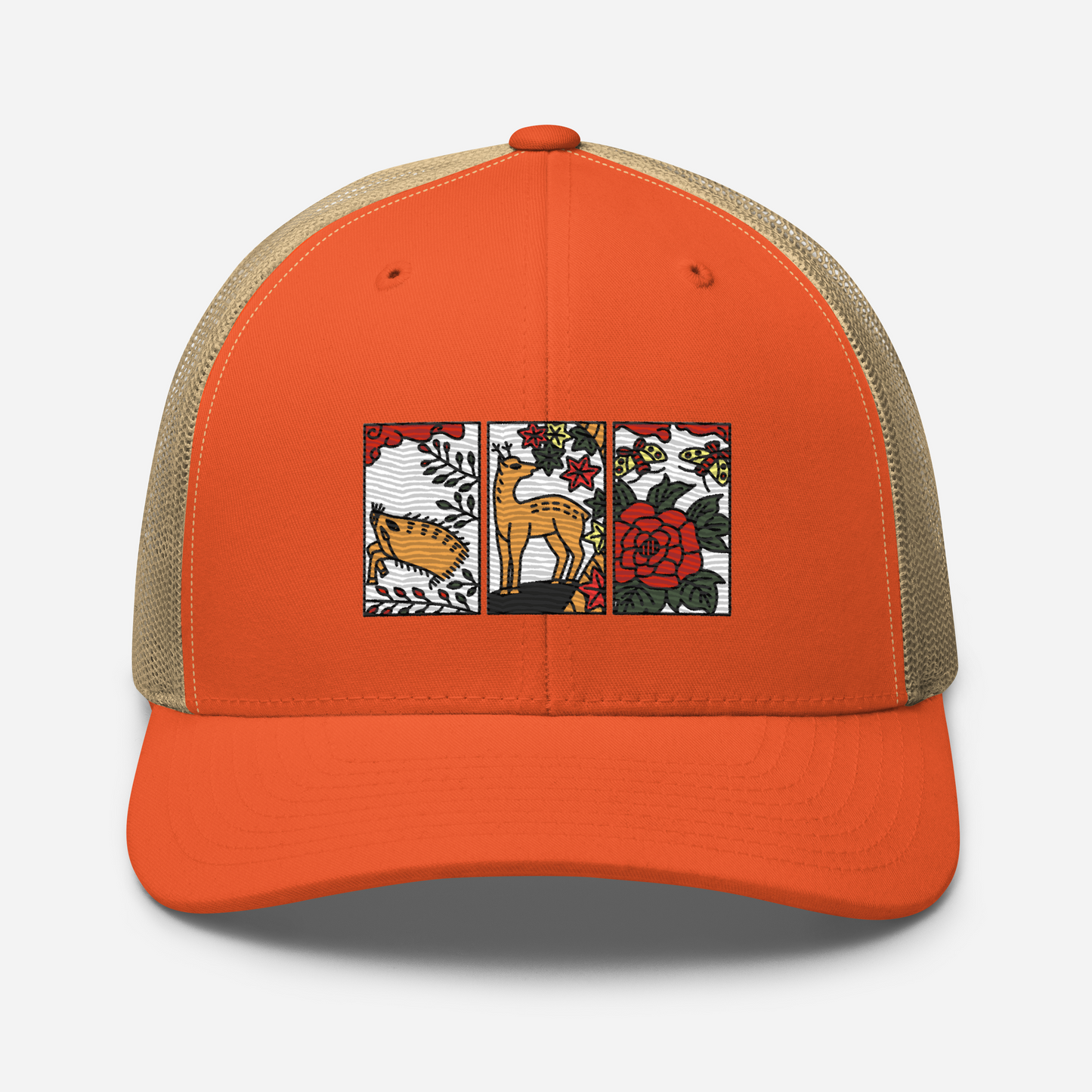 [Hanafuda] Trucker cap modern boar deer butterfly (embroidery)