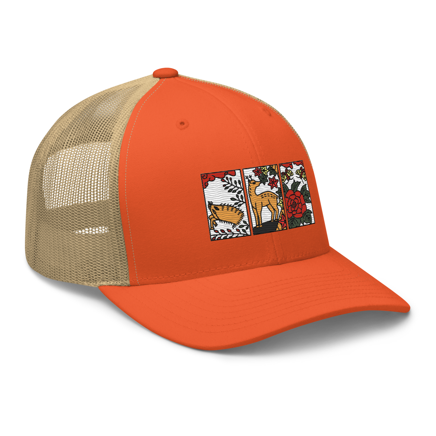 [Hanafuda] Trucker cap modern boar deer butterfly (embroidery)