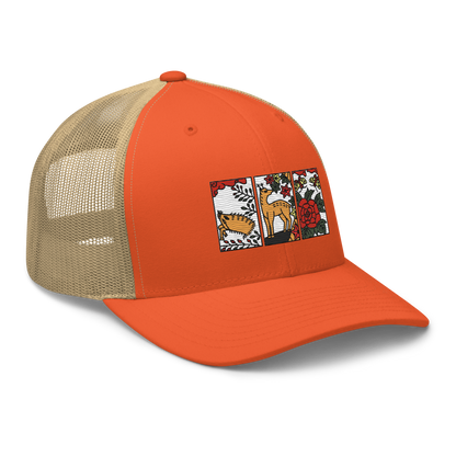 [Hanafuda] Trucker cap modern boar deer butterfly (embroidery)