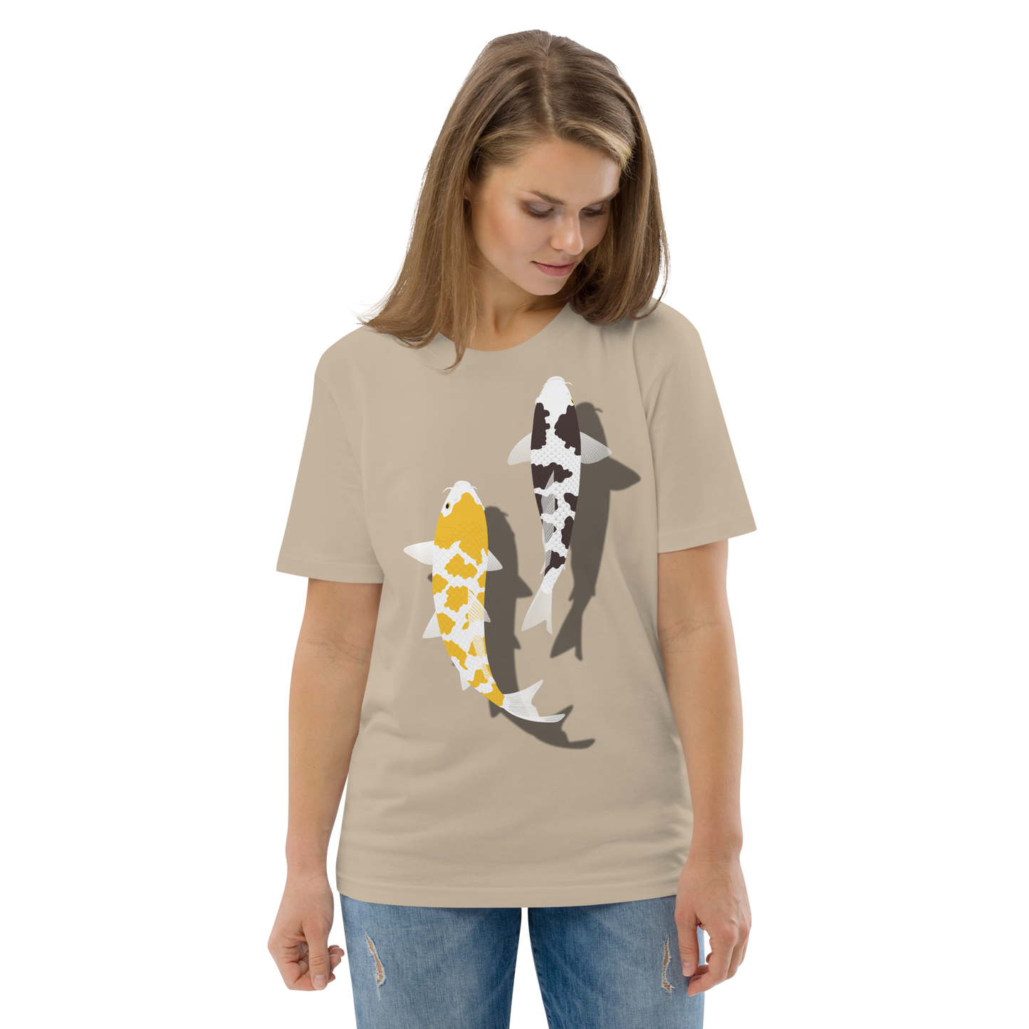 [Koi] T-shirt white tortoiseshell/German upholstery (unisex)