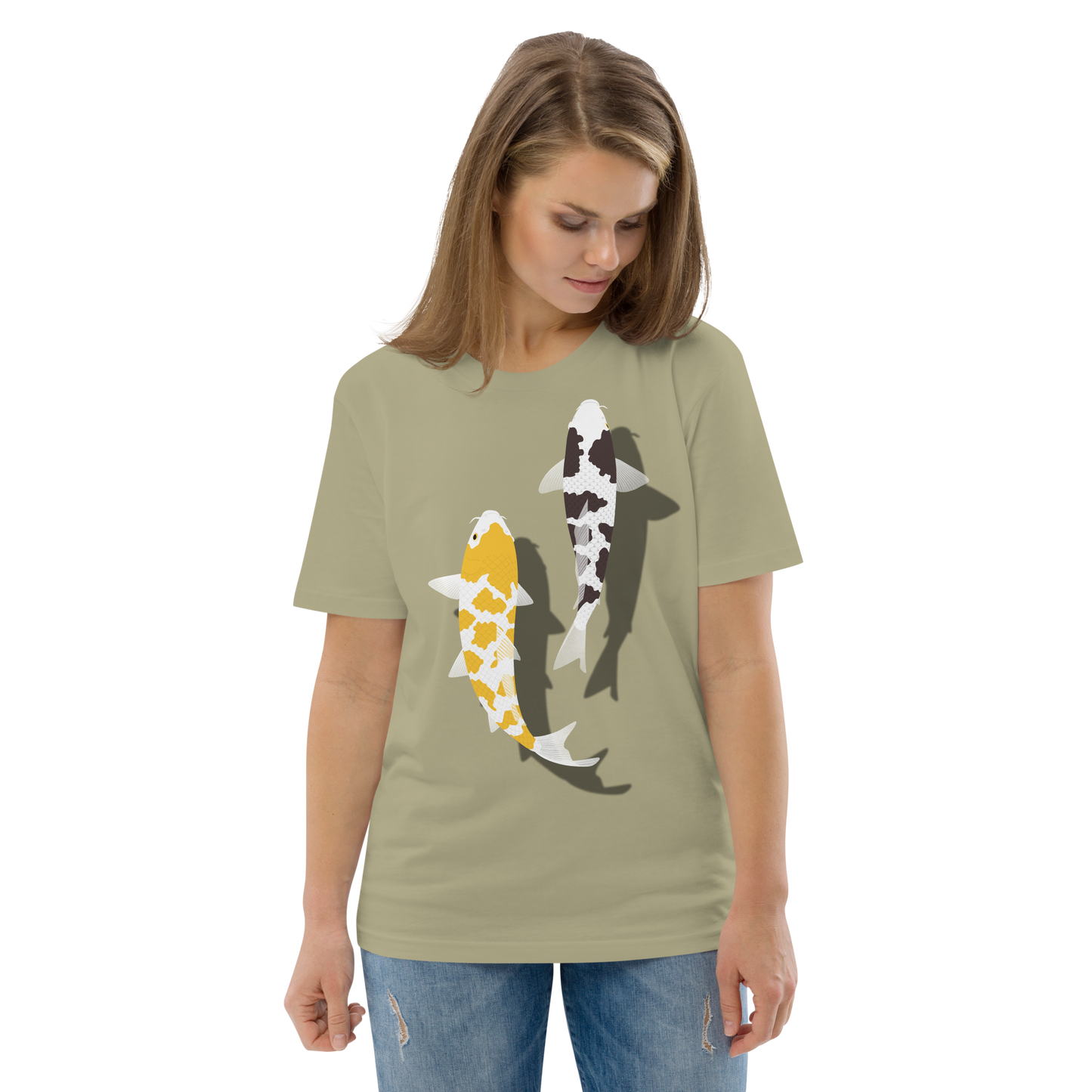 [Koi] T-shirt white tortoiseshell/German upholstery (unisex)