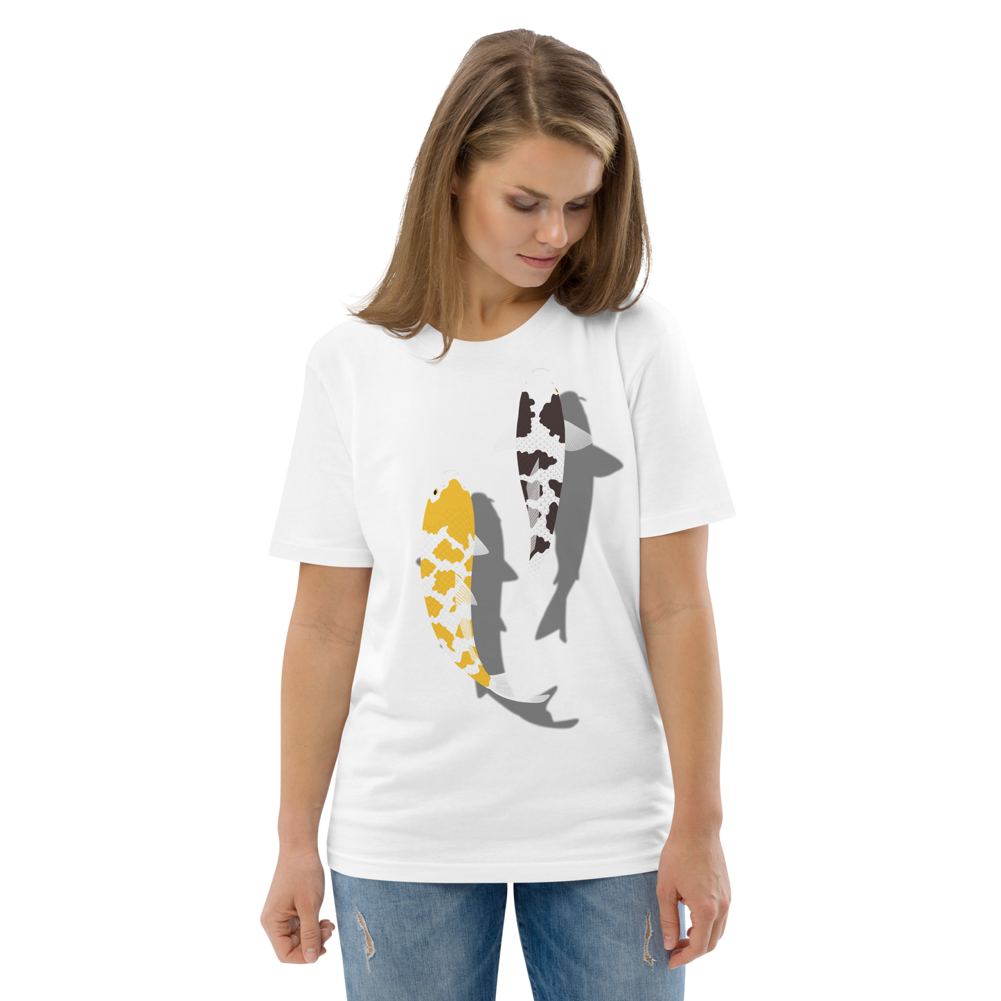 [Koi] T-shirt white tortoiseshell/German upholstery (unisex)