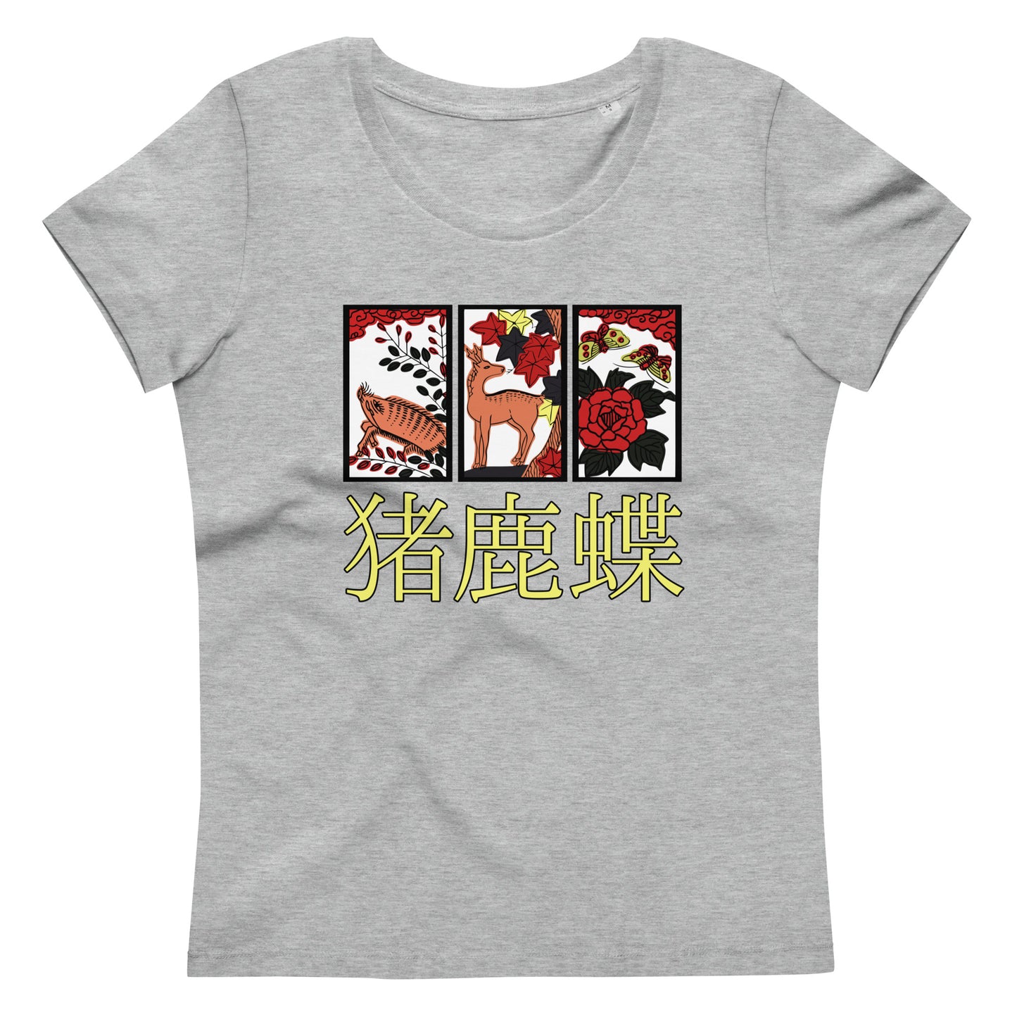 [Hanafuda] T shirt retro boar butterfly (ladies)